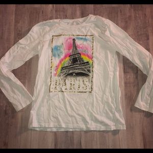 Children’s place white Paris Tee. Sz XL